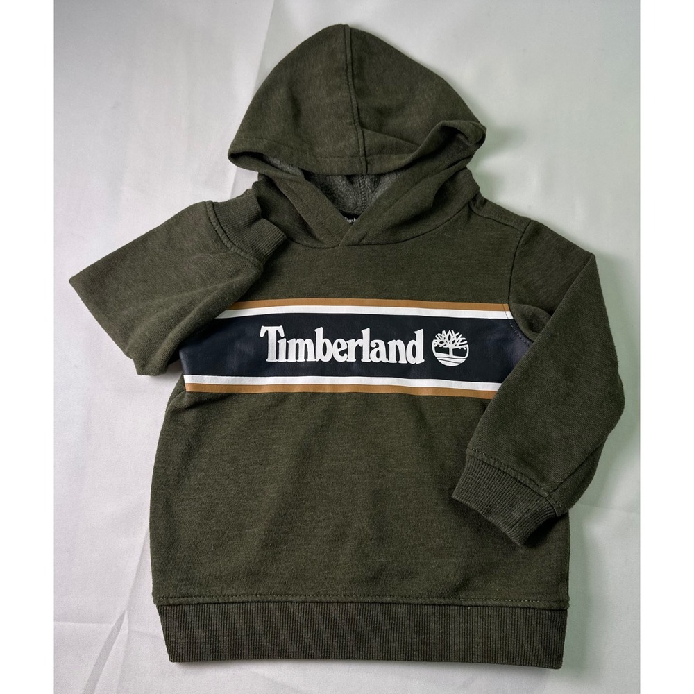 Timberland Kids Forest Green‎ Logo Stripe Hoodie Size 3T Hooded Sweatshirt